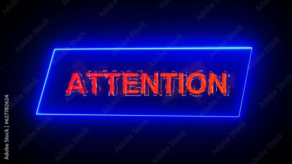 Attention sign with digital glitch effect. Attention Warning in Motion ...