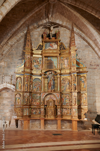 View of the altarpieces exhibition inside the church of San Esteban