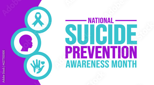 September is National Suicide Prevention Awareness Month background template. Holiday concept. background, banner, placard, card, and poster design template with text inscription and standard color.