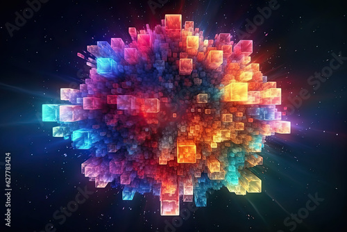 Sacred Geometry Illustration Rectangle Background with Glowing Aura, Generative AI © Torsten