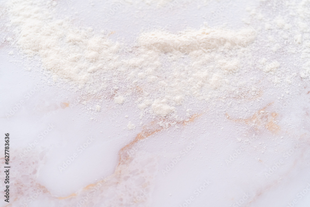 Flour on a marble surface Flour on a marble surface