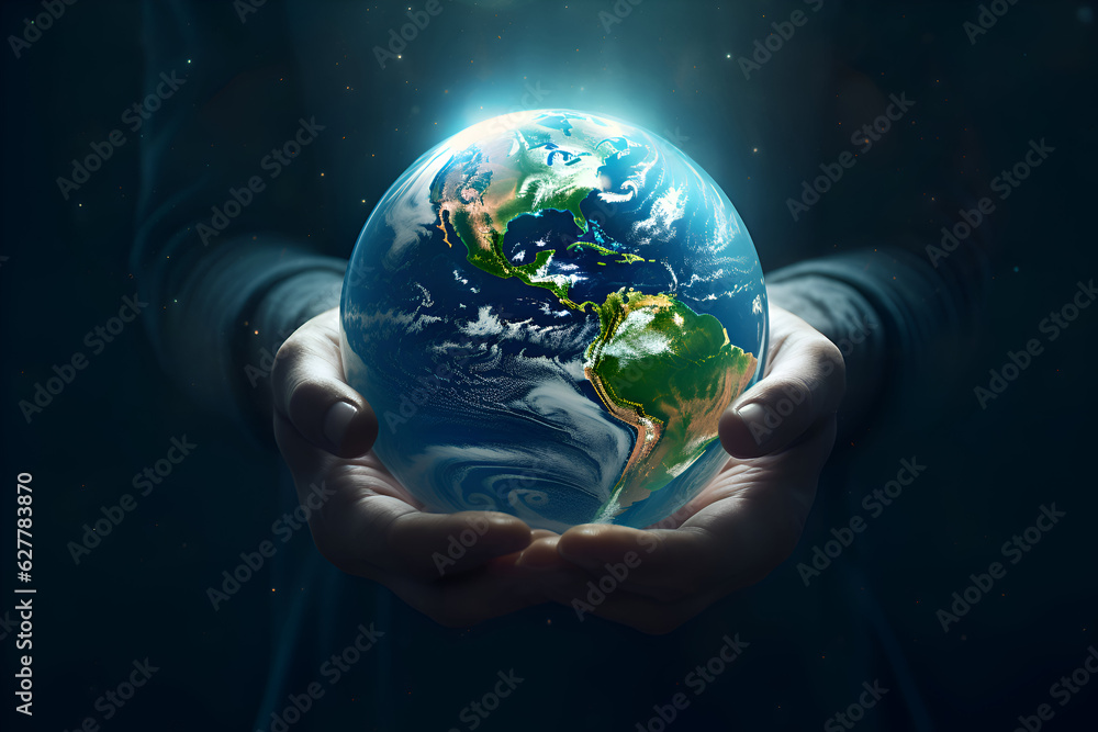 A person holding the planet Earth in the palm of their hands. A symbol of our fragile human planet and the occurring climate change. A person holding the planet Earth in the palm of their hands. A symbol of our fragile human planet and the occurring climate change.