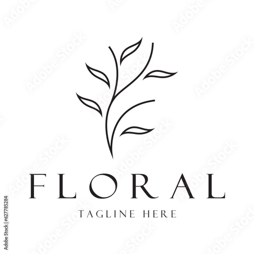 Elegant floral and leaf frame. Delicate botanical vector illustration for labels, spas, corporate identity, and wedding invitations