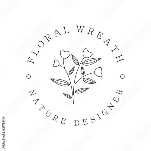 Elegant floral and leaf frame. Delicate botanical vector illustration for labels, spas, corporate identity, and wedding invitations