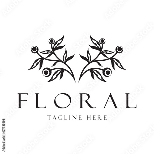 Elegant floral and leaf frame. Delicate botanical vector illustration for labels, spas, corporate identity, and wedding invitations