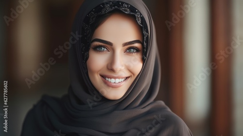 Arabic muslim woman wearing black hijab