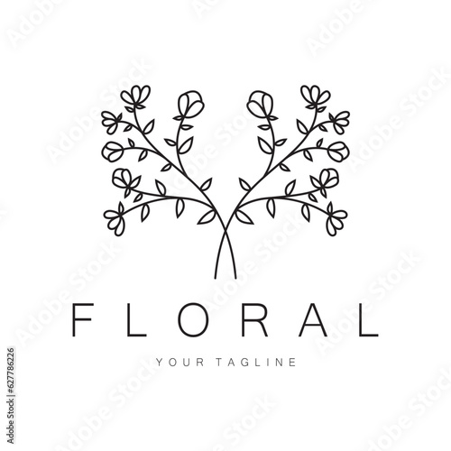 Elegant floral and leaf frame. Delicate botanical vector illustration for labels, spas, corporate identity, and wedding invitations