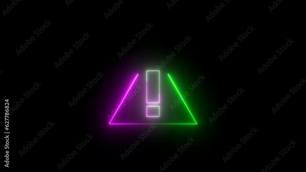 Glowing exclamation mark sing icon animation. triangle exclamation symbol animated. Glowing exclamation mark sing icon animation. triangle exclamation symbol animated.