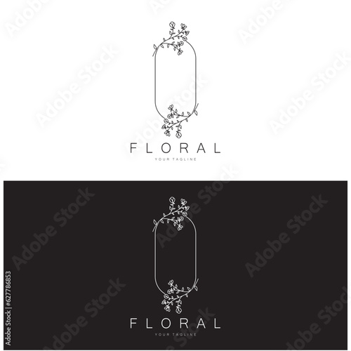 Elegant floral and leaf frame. Delicate botanical vector illustration for labels, spas, corporate identity, and wedding invitations