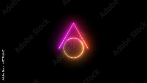 Wallpaper Mural Glowing triangle and circle rotation . neon frame animation.  Torontodigital.ca