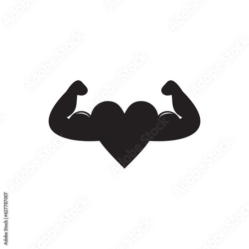 Heart biceps icon on white background