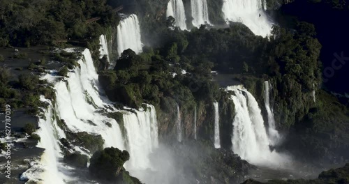 Stunning waterfall in Rainforest - Iguazu Falls - Arial photo