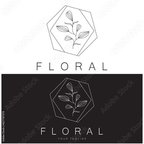 Elegant floral and leaf frame. Delicate botanical vector illustration for labels, spas, corporate identity, and wedding invitations