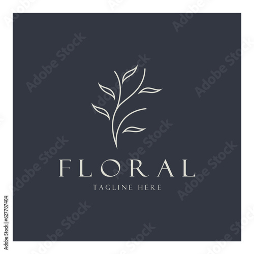 Elegant floral and leaf frame. Delicate botanical vector illustration for labels, spas, corporate identity, and wedding invitations