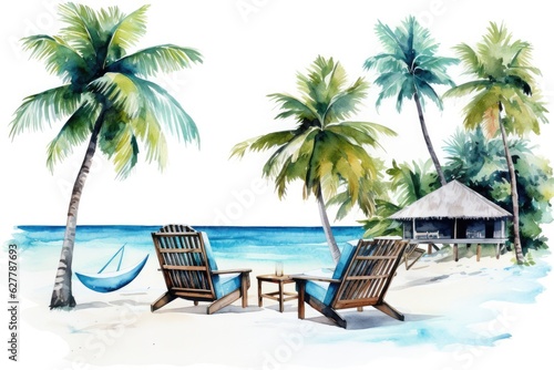 Maldives clip art watercolor illustration © 4kclips