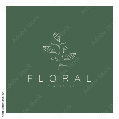 Elegant floral and leaf frame. Delicate botanical vector illustration for labels, spas, corporate identity, and wedding invitations