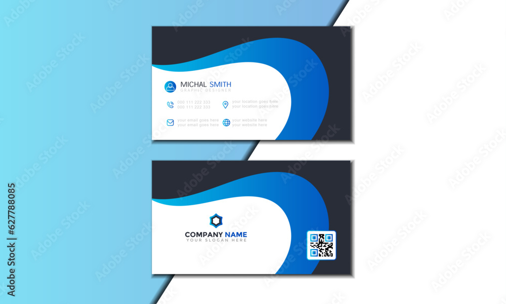 Business card template for your business, print ready, colourful.