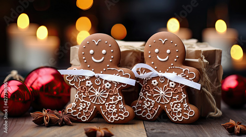 two gingerbread cookies. Generative AI