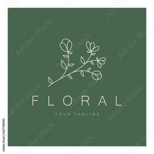 Elegant floral and leaf frame. Delicate botanical vector illustration for labels, spas, corporate identity, and wedding invitations
