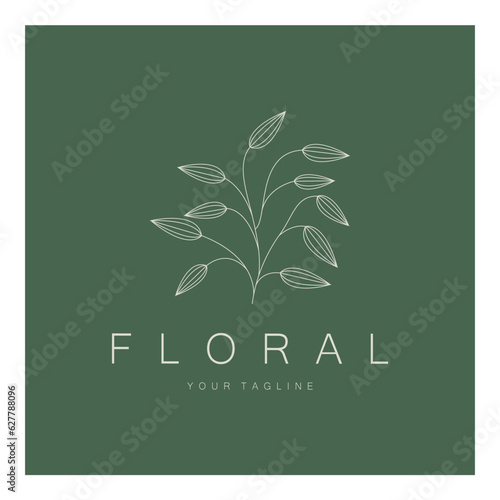 Elegant floral and leaf frame. Delicate botanical vector illustration for labels, spas, corporate identity, and wedding invitations