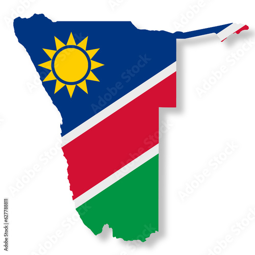 Namibia flag map with clipping path 3d illustration