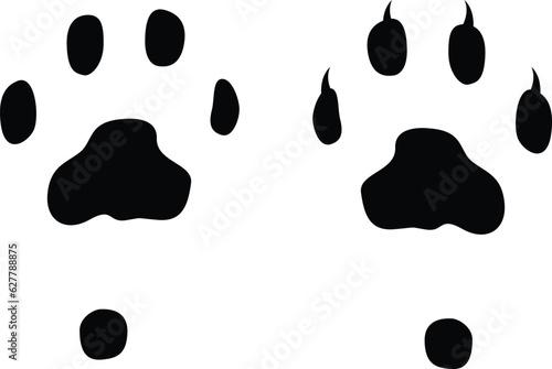 Cat paw vector graphic. Kitty paw with and without claws. cat claw silhouette.