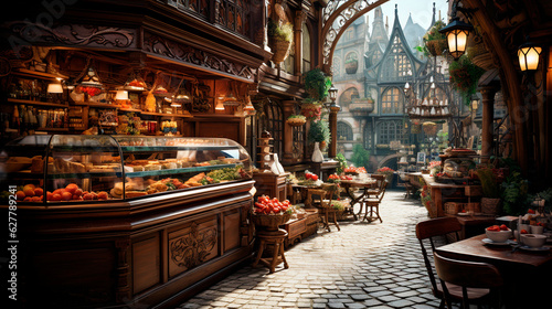 Cozy French Bakery featuring a Charming Storefront and Delightful Treats. Generative AI. © Ramon