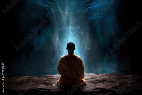 Spiritual awakening meditation transcendental mindfulness background concept generative ai