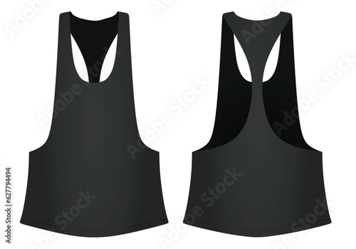 Black  sleeveless t shirt. vector illustration