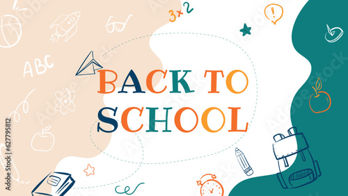 Back to school. Web banner, background. Vector illustration