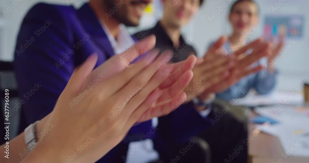 Business people clapping hand together at meeting room. They agree with team about business plan or marketing plan together. Business people clapping hand together at meeting room. They agree with team about business plan or marketing plan together.