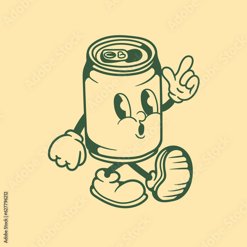 Vintage character design of beverage can