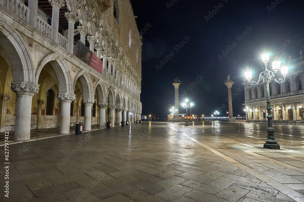 San Marco square in Venice, at the night time
