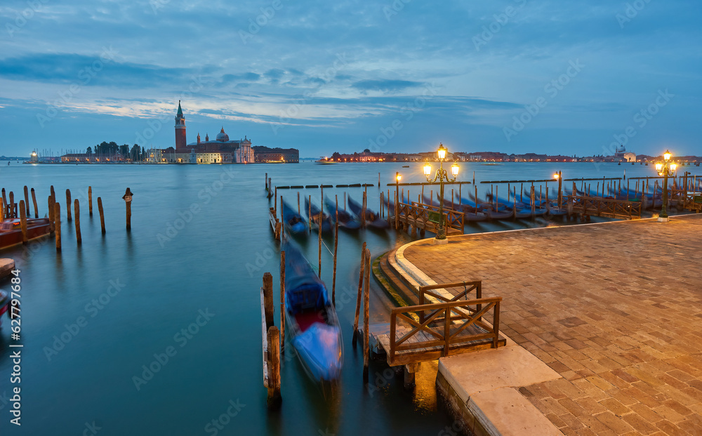 Fototapeta premium Venice, Italy. Architecture and landmarks of Venice. Venice postcard with Venice gondolas.