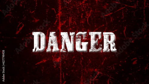 3D Neon Danger Sign Loop: A Haunting Visual Warning in Motion - Danger Sign Loop Video 4K Ultra HD Video, Red Light effect vj loop, horror sign, VJ loop background horror effect