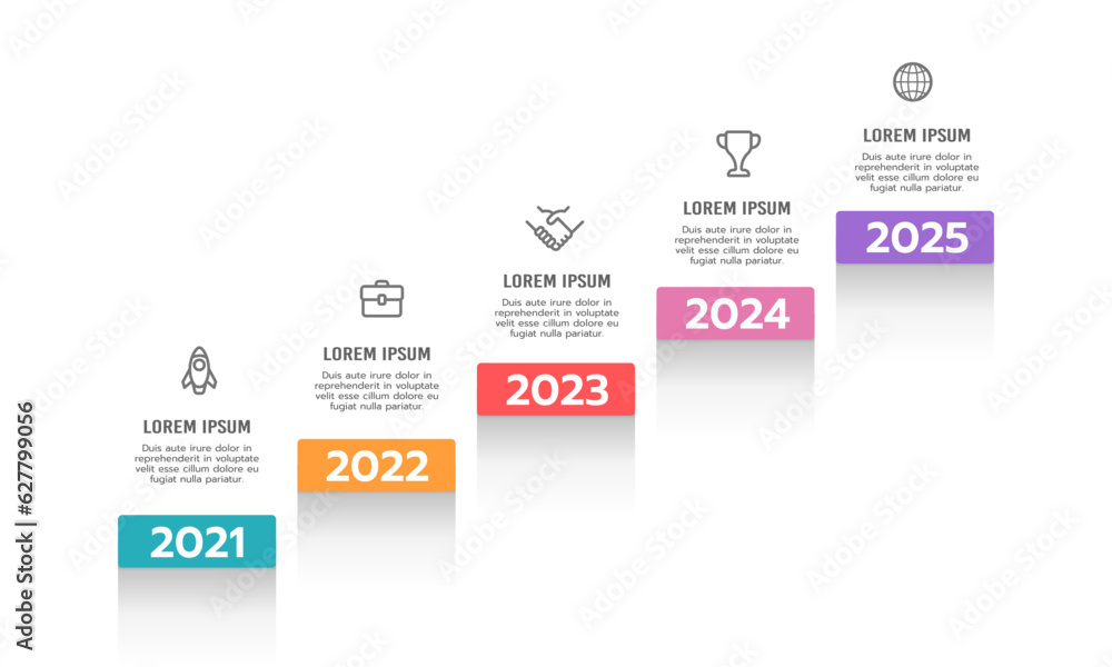 Fototapeta premium Business timeline steps infographics. Company milestone. Business presentation. Road map, Report. Vector illustration.