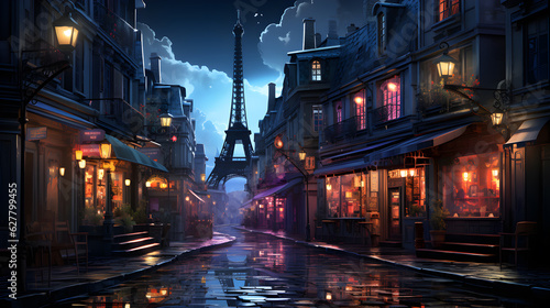 3D illustration of Paris in fantasy