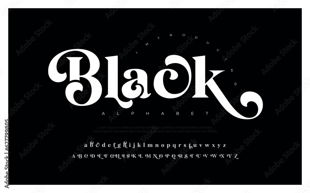 Black Luxury alphabet letters font. Typography elegant wedding classic ...