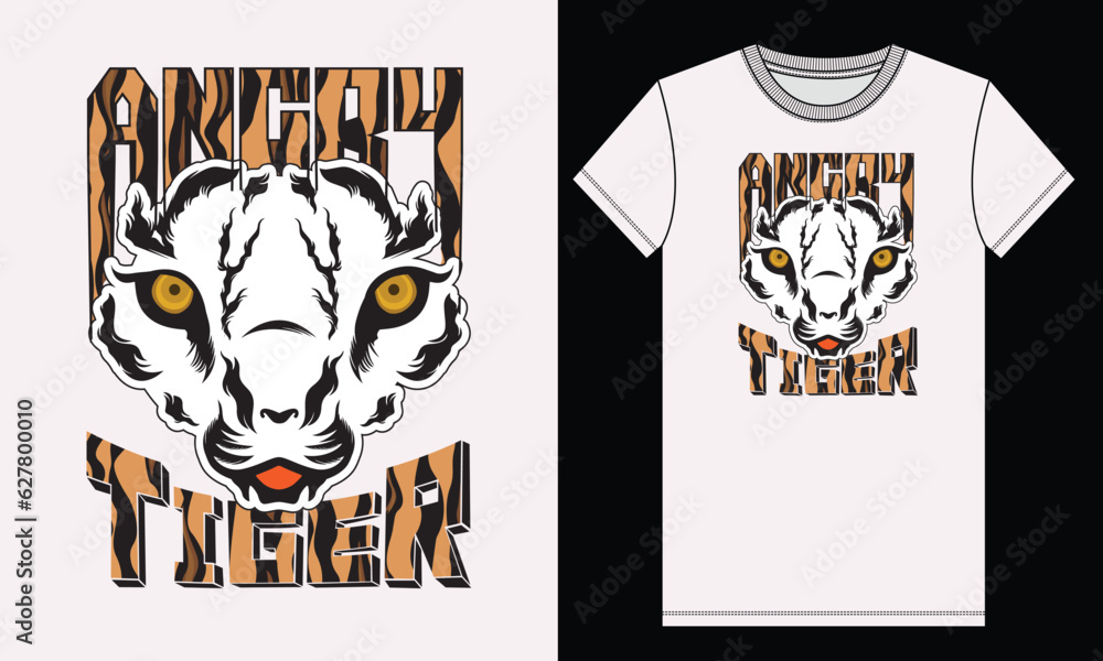 Angry Tiger Wolf White Body Vector T Shirt