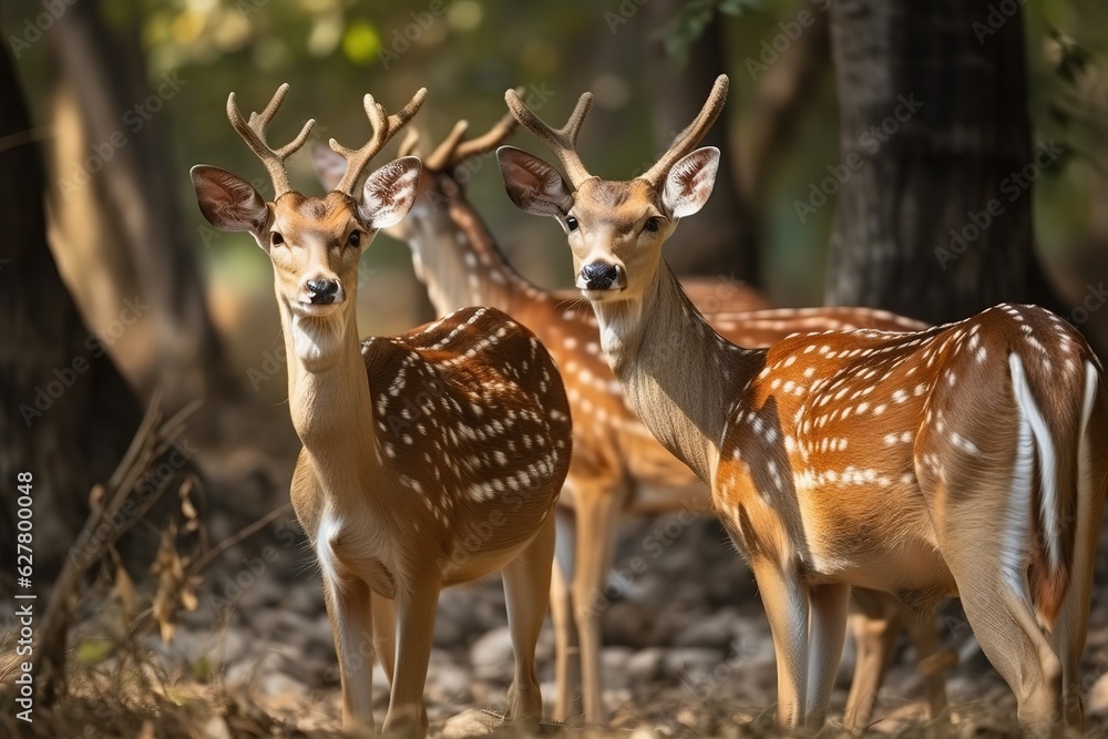 Chital or cheetal Axis axis spotted deers or axis. Generated AI Chital or cheetal Axis axis spotted deers or axis. Generated AI