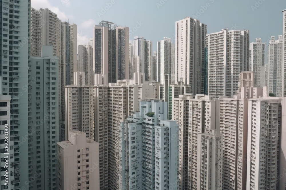 Urban crowded high-rise buildings real estate background concept generative ai