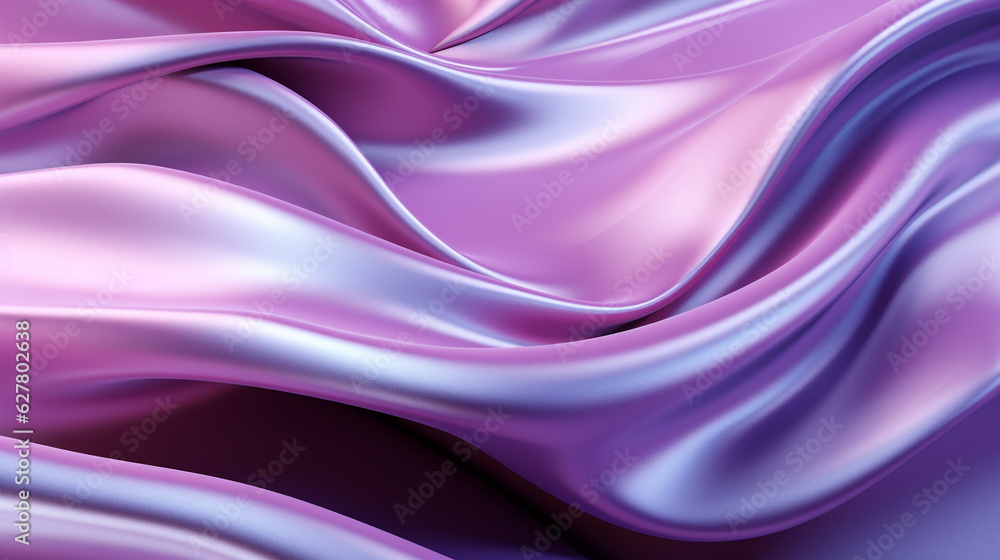 Fototapeta premium abstract silver chrome purple wave silk flow background made with AI generative technology