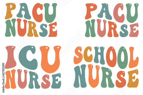ICU Nurse, ICU Nurse, School Nurse retro wavy SVG t-shirt designs