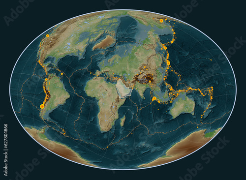 Arabian tectonic plate. Fahey Oblique. Earthquakes and boundaries