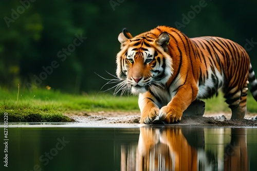 tiger in water Generator AI