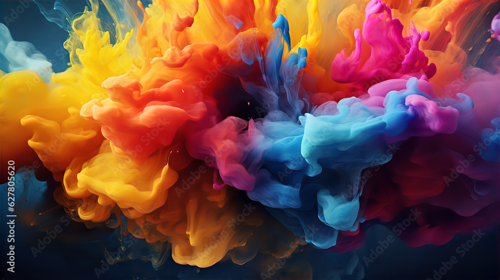 Fototapeta premium Liquid Ink Fusion Explosion Multicolour Background Illustration