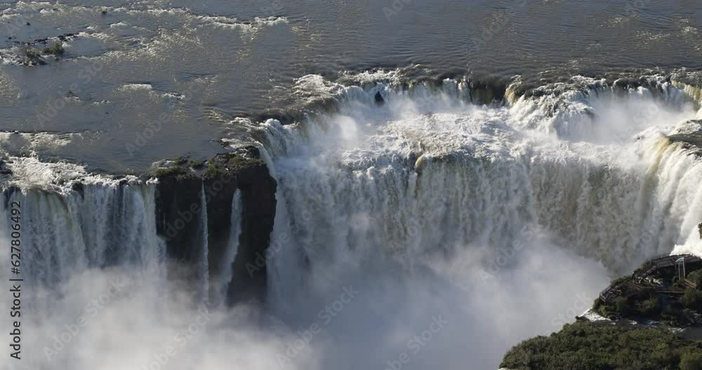 Stunning waterfall in Rainforest - Iguazu Falls - Arial Stunning waterfall in Rainforest - Iguazu Falls - Arial