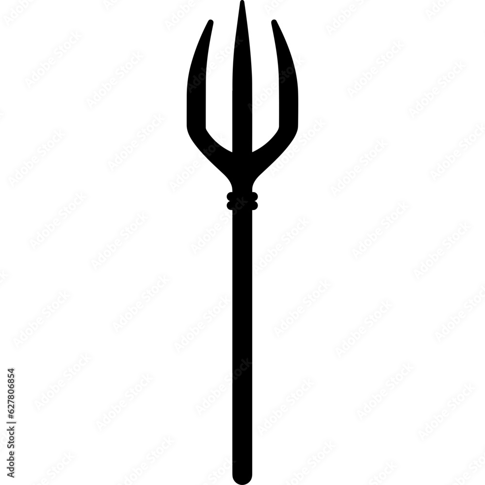 Simple trident weapon fork black silhouette svg vector