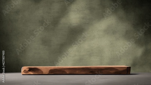 Wooden podium for product photo, podium display, natural, product promotion beauty cosmetic, Generative AI