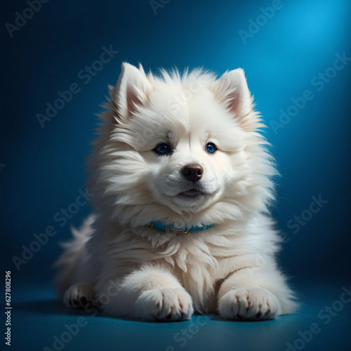 Cute adorable fluffy samoyed puppy dog, ai generated © Anna Gold Stock